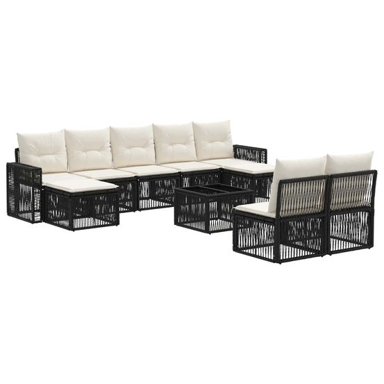 Ensemble de canapé de jardin 10 pc noir et blanc crème