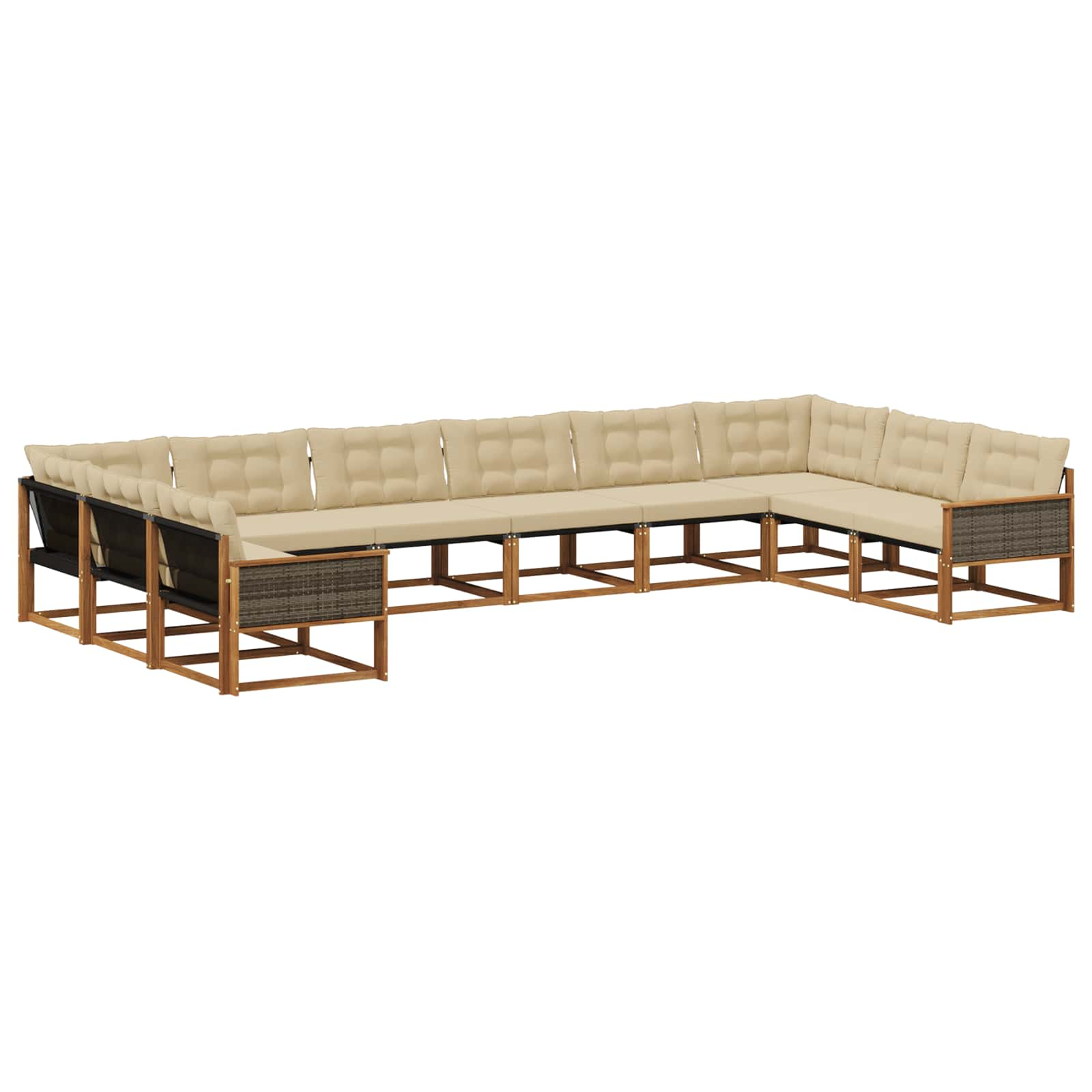 Ensemble de canapés d'extérieur 10 pcs naturel et beige
