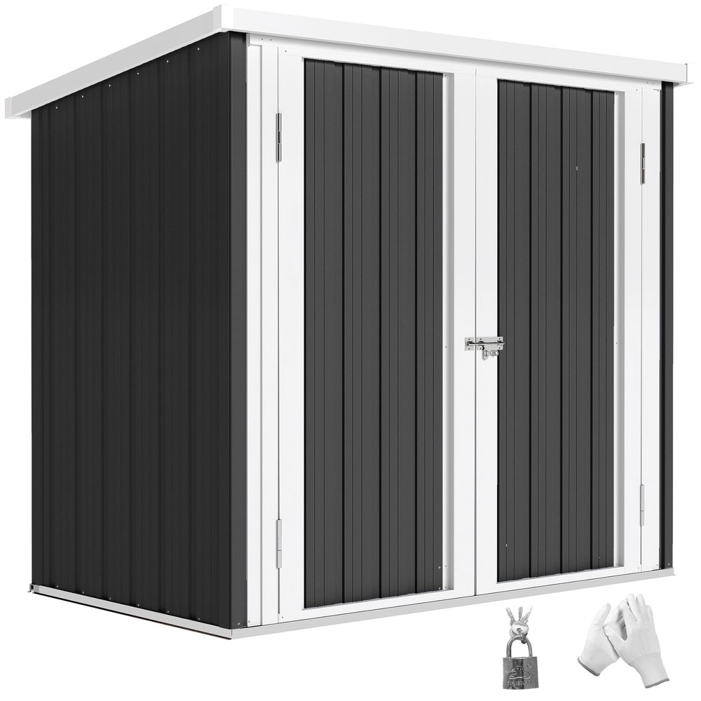 Abri de jardin acier galvanisé 147 x 86 x 134 cm noir et blanc double porte verrouillable - comfortxl outdoor living