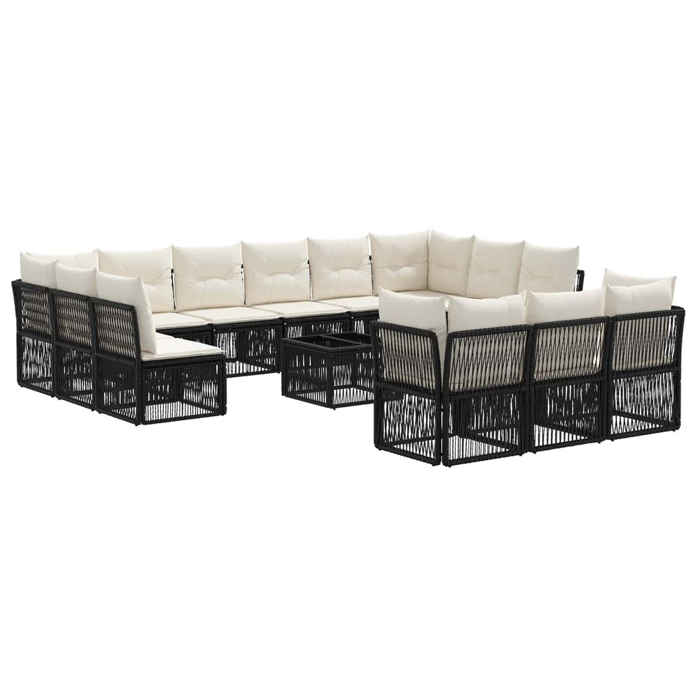 Ensemble de canapé de jardin 14 pc noir polyrotin