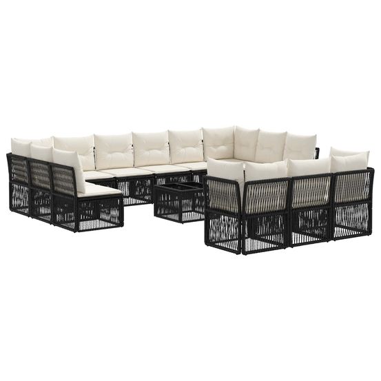 Ensemble de canapé de jardin 14 pc noir polyrotin