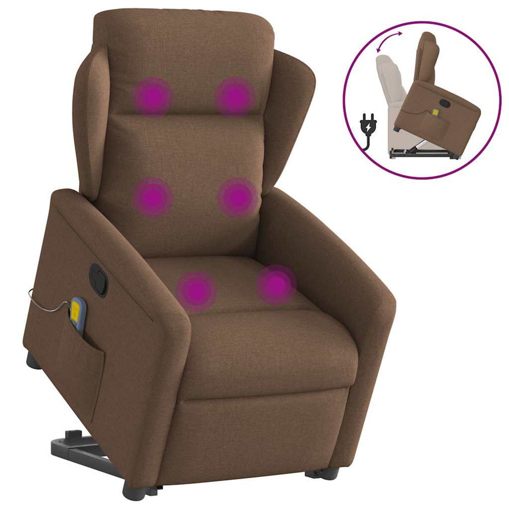 Fauteuil de massage inclinable marron tissu