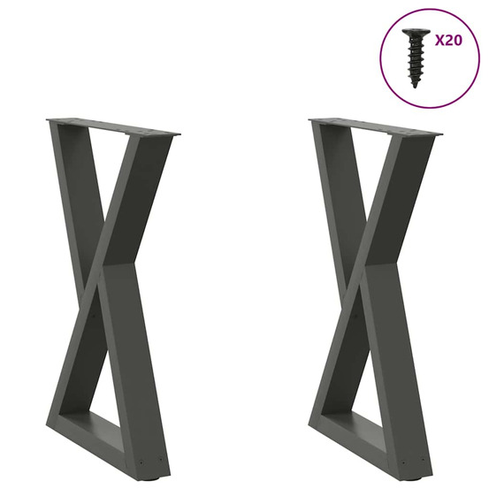 Pieds de table à manger 2 pièces anthracite 60 x (72-73,3) cm acier
