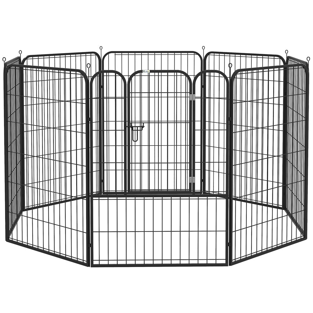 Enclos modulable 8 panneaux métal grand chien parc pliable piquets sol 80x100cm gris - comfortxl pet living