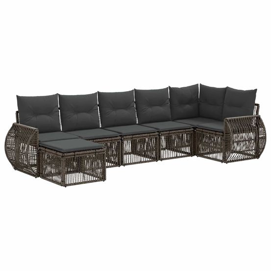 Ensemble de canapé de jardin 7 pc gris et gris foncé polyrotin