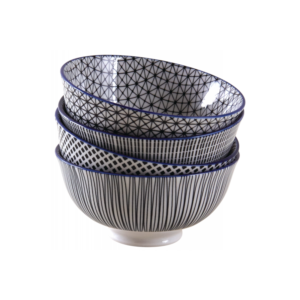 Bol en porcelaine motifs géométriques (lot de 4) 280 ml