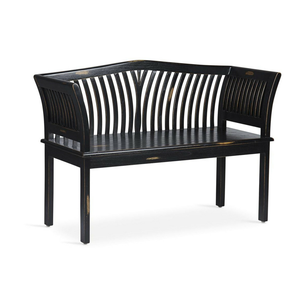 Banc 2 places bois noir - décoration d'autrefois