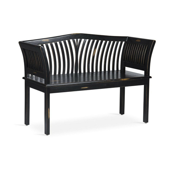 Banc 2 places bois noir - décoration d'autrefois