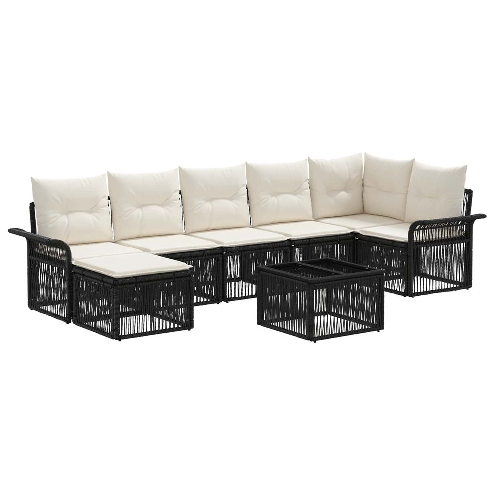 Ensemble de canapé de jardin 8 pc noir polyrotin