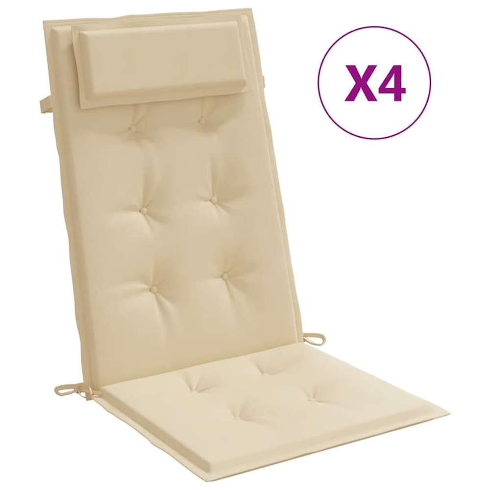 Coussins de chaise à dossier haut lot de 4 beige tissu oxford