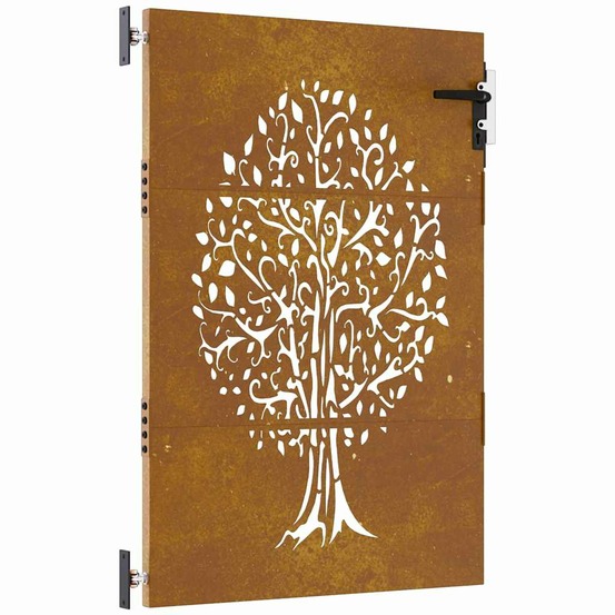 Portail de jardin 85x125 cm acier corten conception de l'arbre