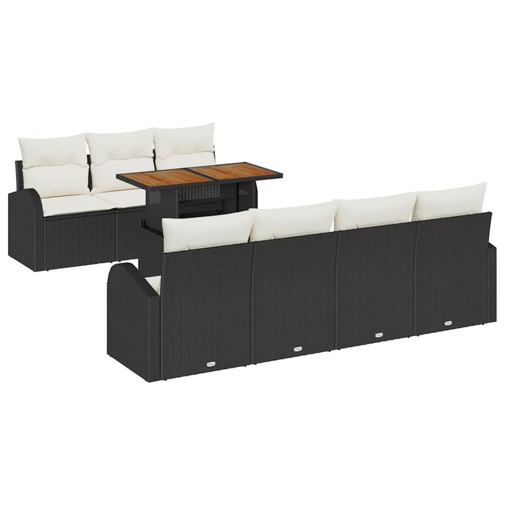 Ensemble de canapé de jardin 8 pc noir poly rotin