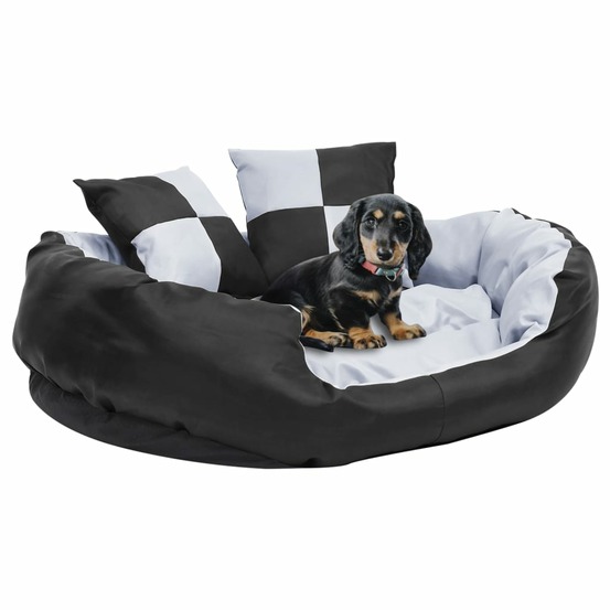 Coussin réversible lavable pour chien gris et noir 85x70x20 cm