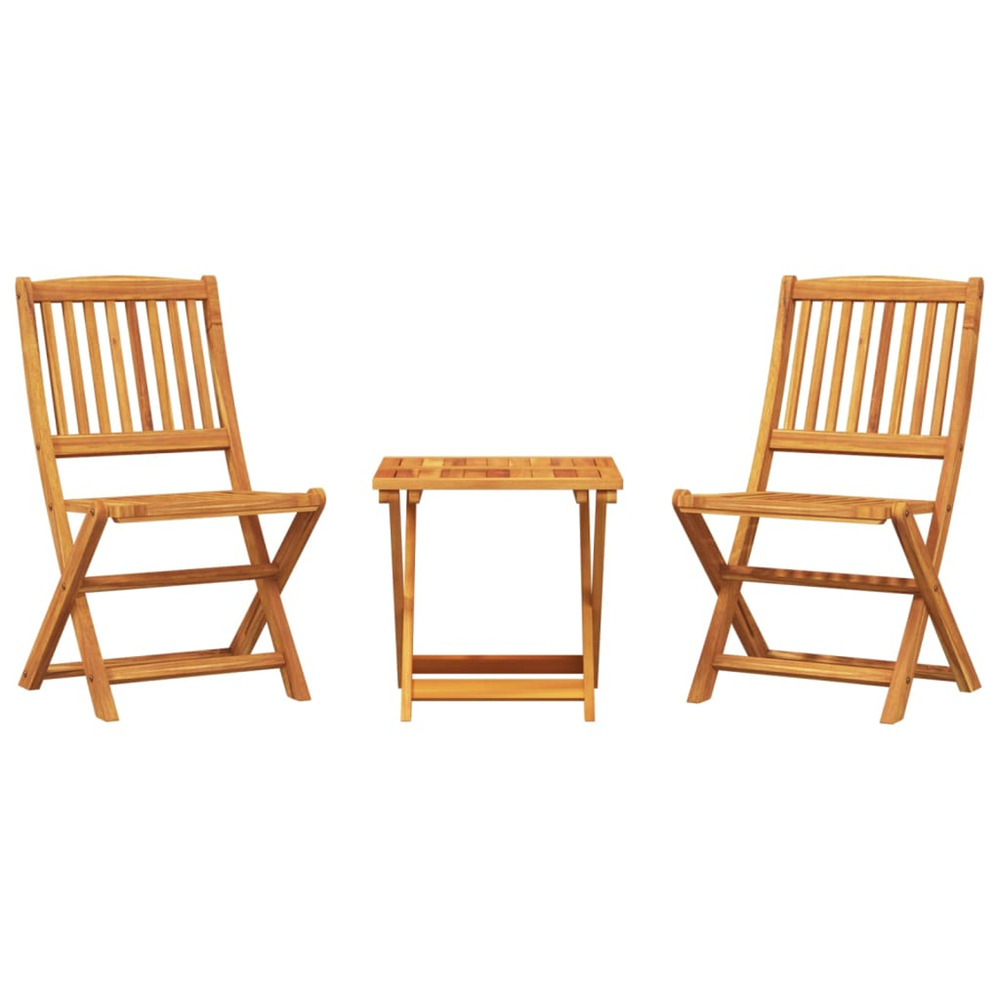 Ensemble à manger de jardin pliable 3 pcs bois d'acacia massif