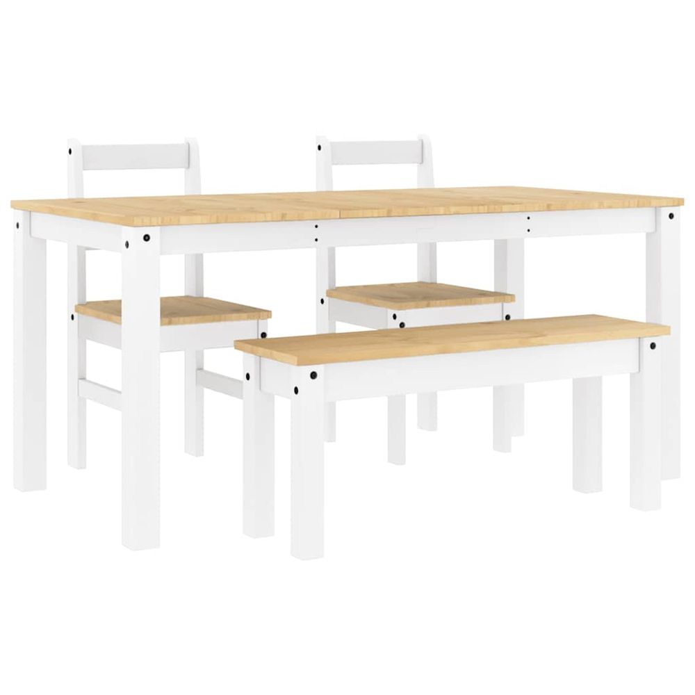 Ensemble à manger panama 4 pcs blanc bois de pin massif
