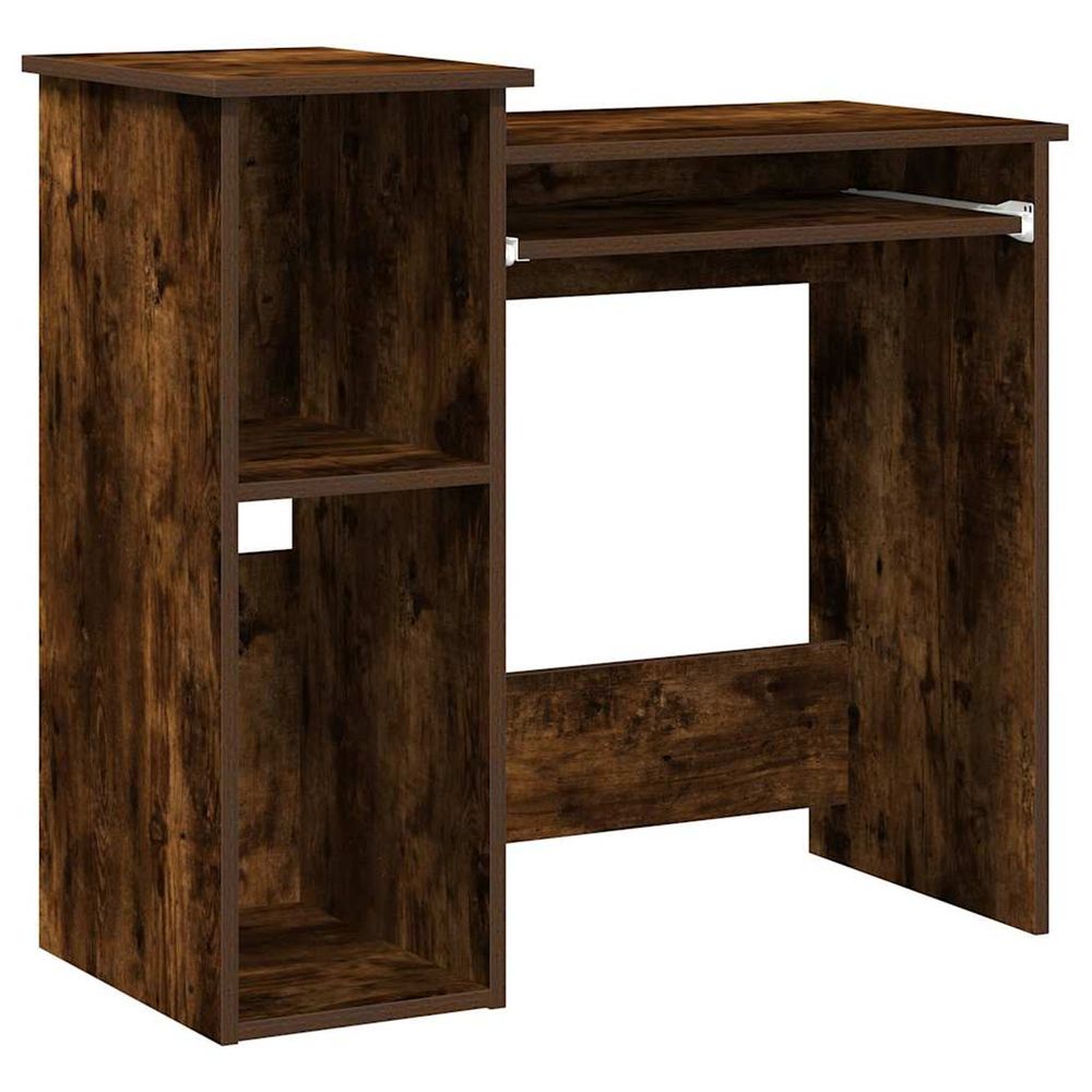 Bureau avec étagères chêne fumé 84x40x78 cm bois d'ingénierie