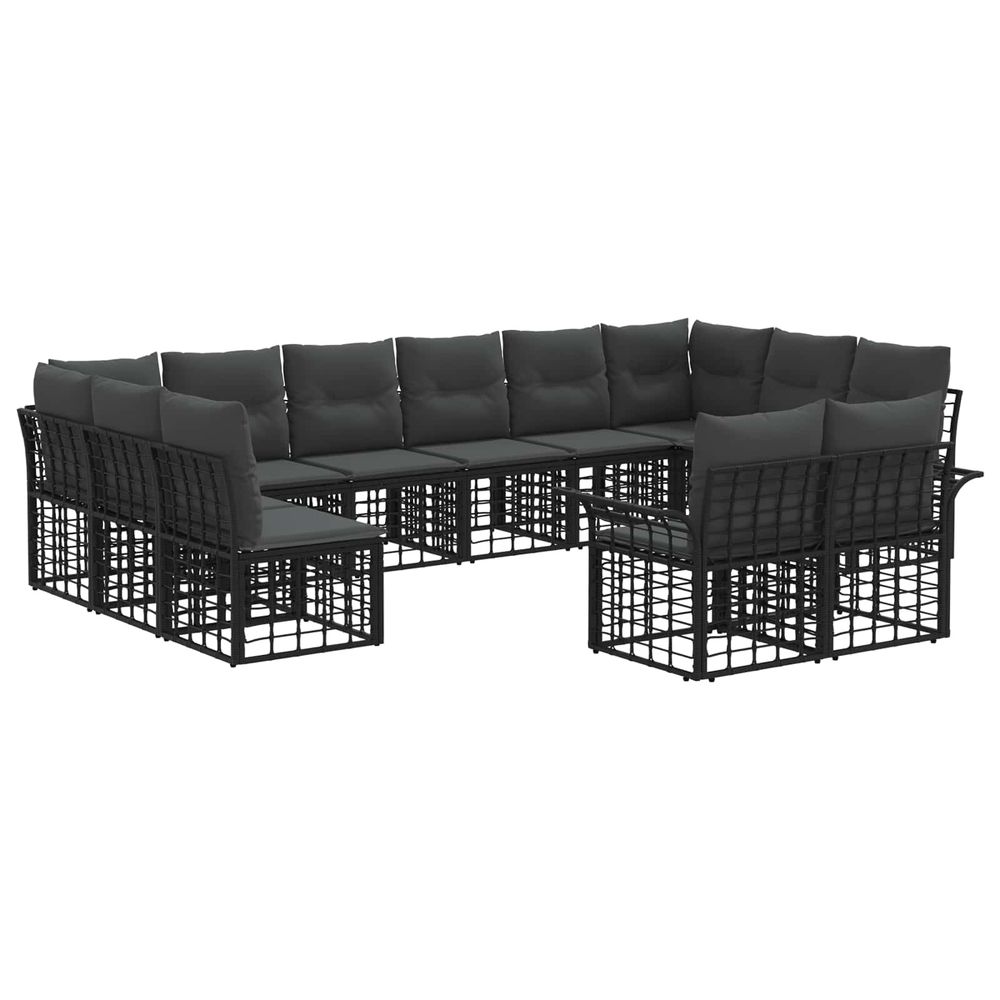 Ensemble de canapés d'extérieur 12 pc noir et gris foncé