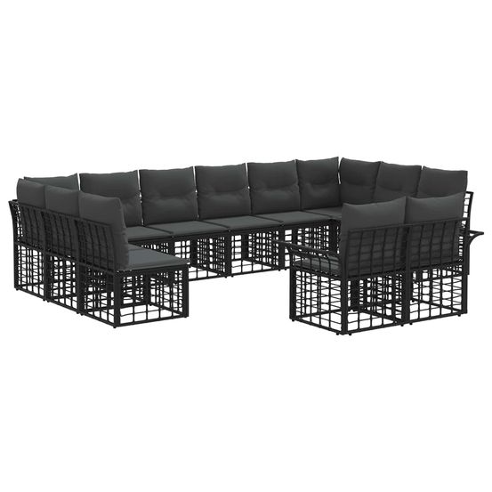 Ensemble de canapés d'extérieur 12 pc noir et gris foncé
