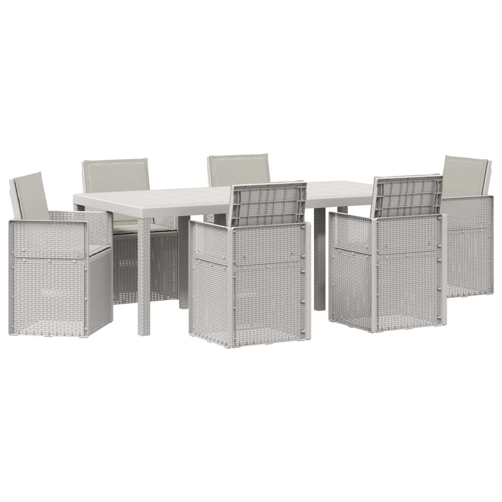 Ensemble de salle à manger pour jardin 7 pc blanc et gris clair