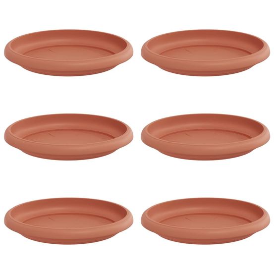 Plateau à fleurs rond 6 pc rouge brique ø 14 x 2 cm plastique
