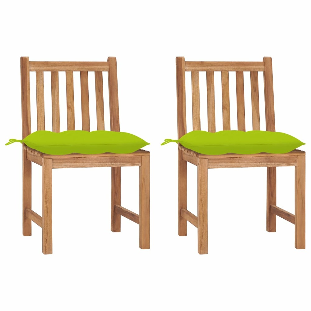 Chaises de jardin lot de 2 avec coussins bois de teck massif