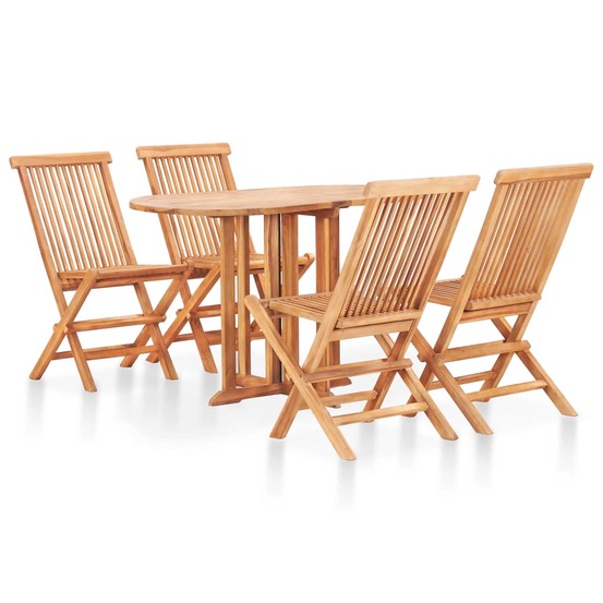 Ensemble à manger d'extérieur pliable 5 pcs bois solide de teck