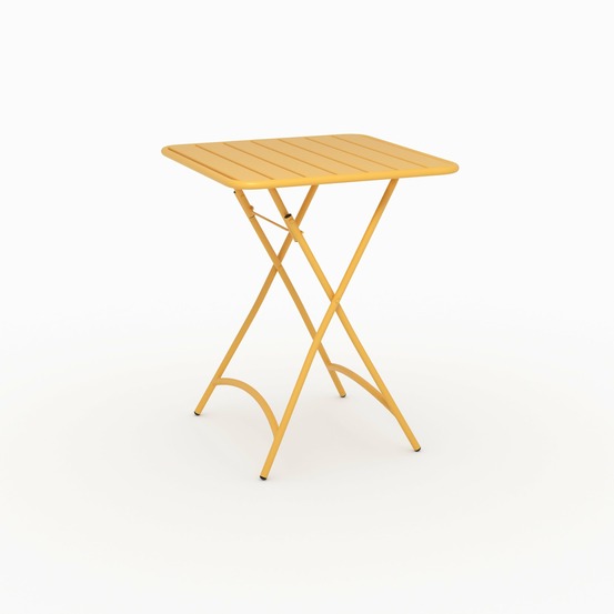 Yumi-table de jardin pliante en métal jaune beurre 2 personnes