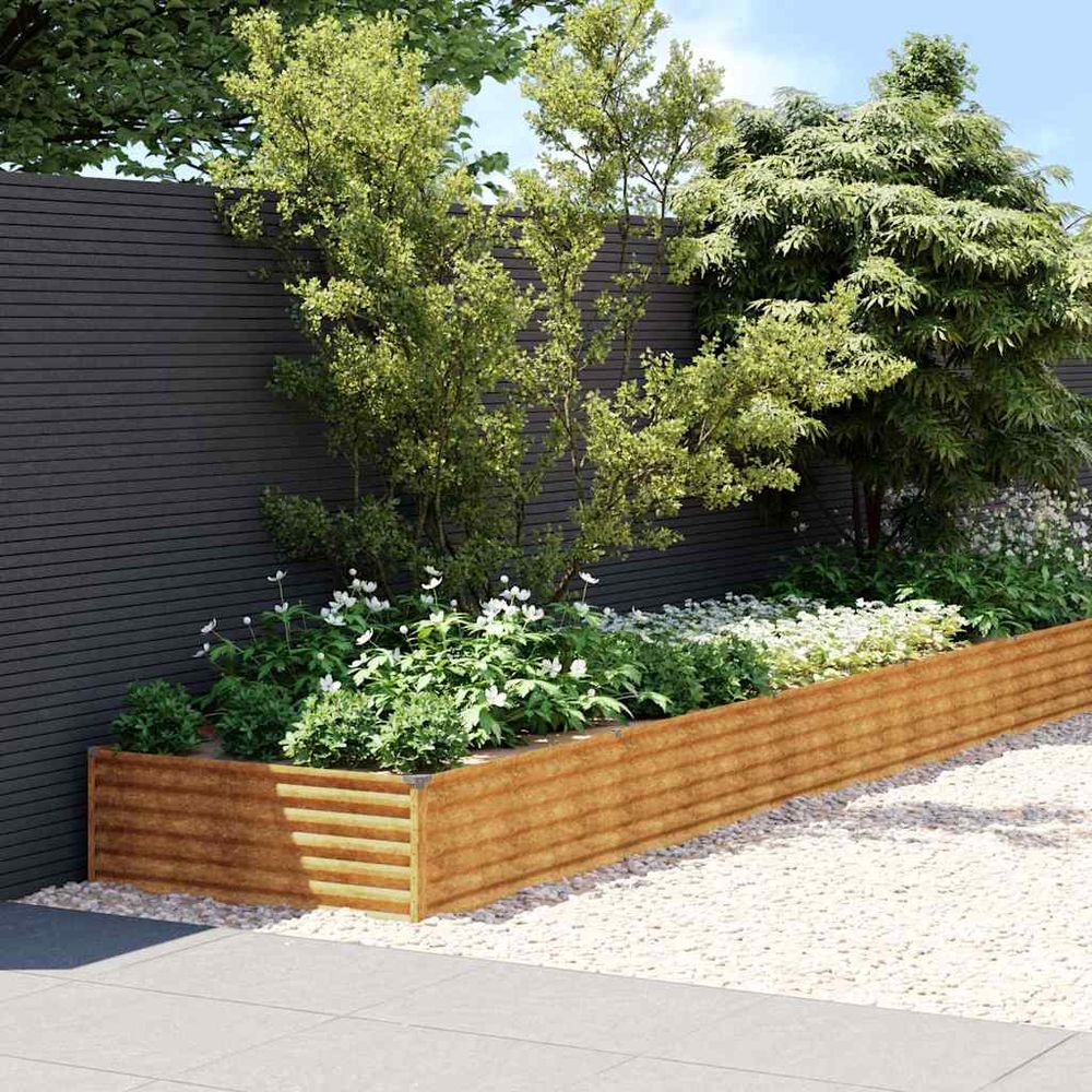 Carré potager rectangulaire acier corten jardin rouillé 770x100x36 cm