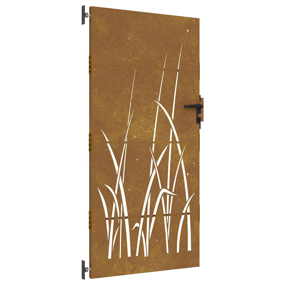 Portail de jardin 85x200 cm acier corten conception d'herbe