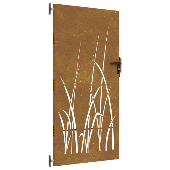 Portail de jardin 85x200 cm acier corten conception d'herbe