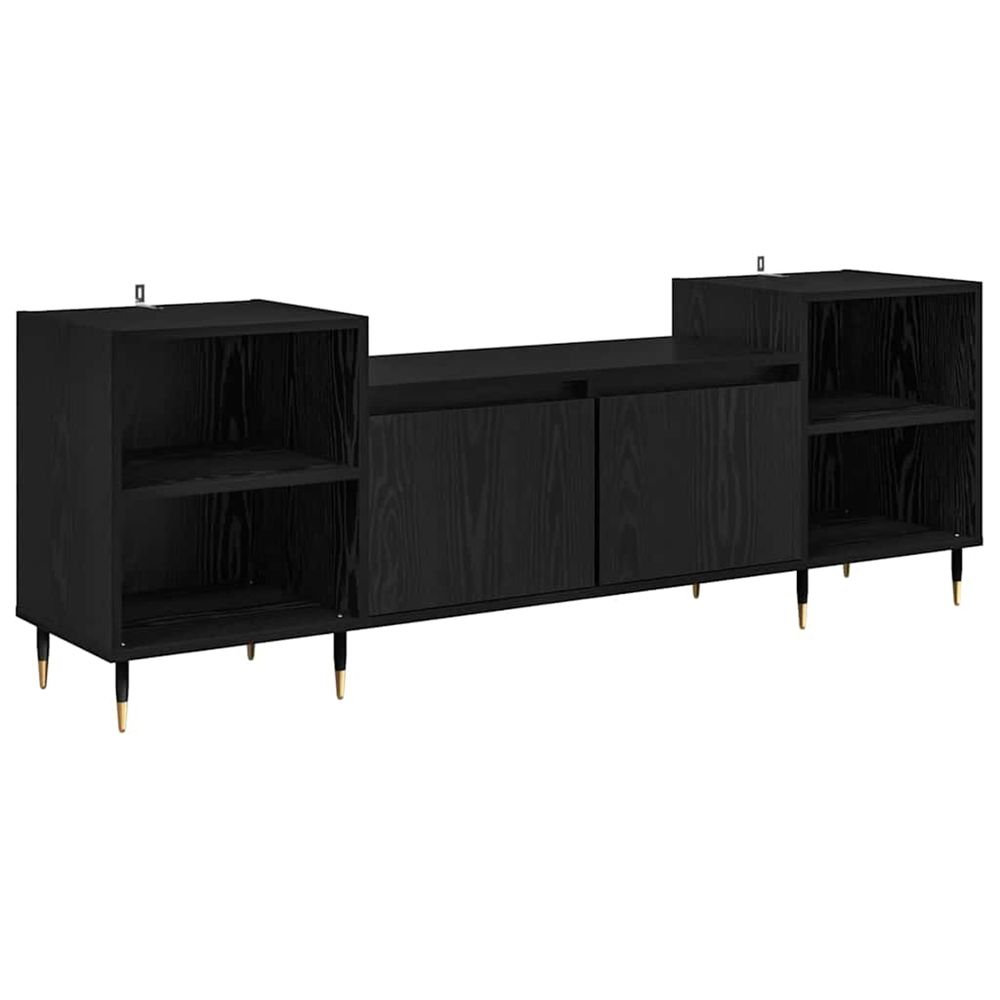 Meuble tv 160 x 35 x 55 cm chêne noir bois d'ingénierie
