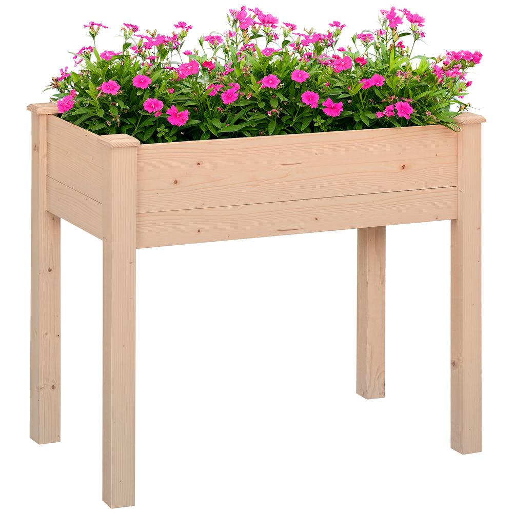 Carré potager surélevé bois de sapin pour extérieur culture avec drainage 86cm naturel
