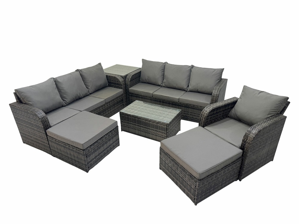 9 places ensemble de canapés en rotin salon de jardin avec table basse canapé 3 places 2 grand tabourets table d'appoint