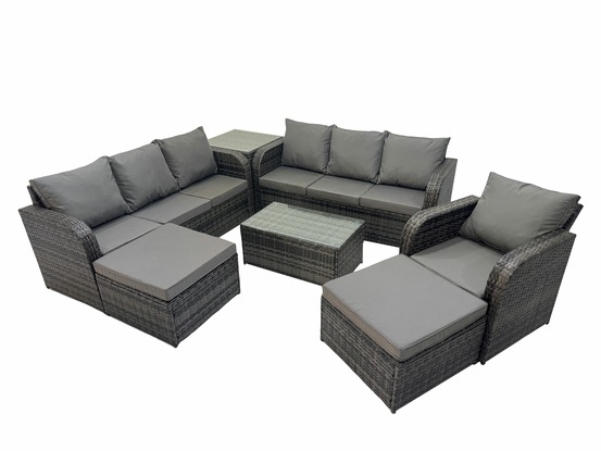 9 places ensemble de canapés en rotin salon de jardin avec table basse canapé 3 places 2 grand tabourets table d'appoint