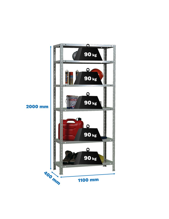 Etagère légère avec vis comfort superplus 6/400 galva galvanisé 2000x1100x400 - simonrack