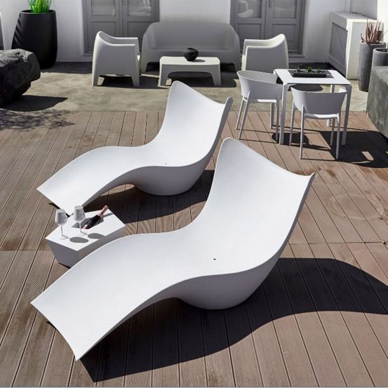 Bain de soleil blanc pour piscine et jardin extérieur lagos