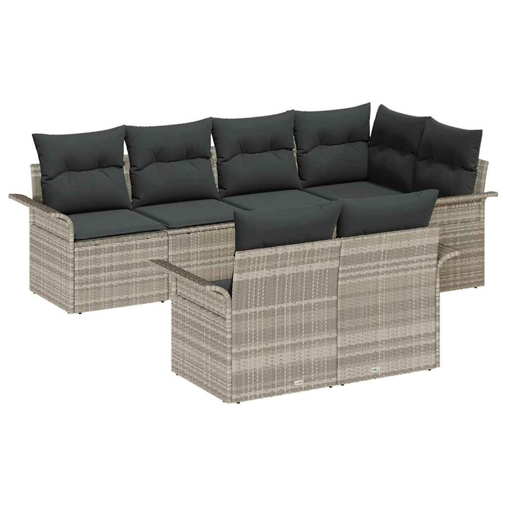 Ensemble de canapé de jardin 7 pcs gris clair poly rotin