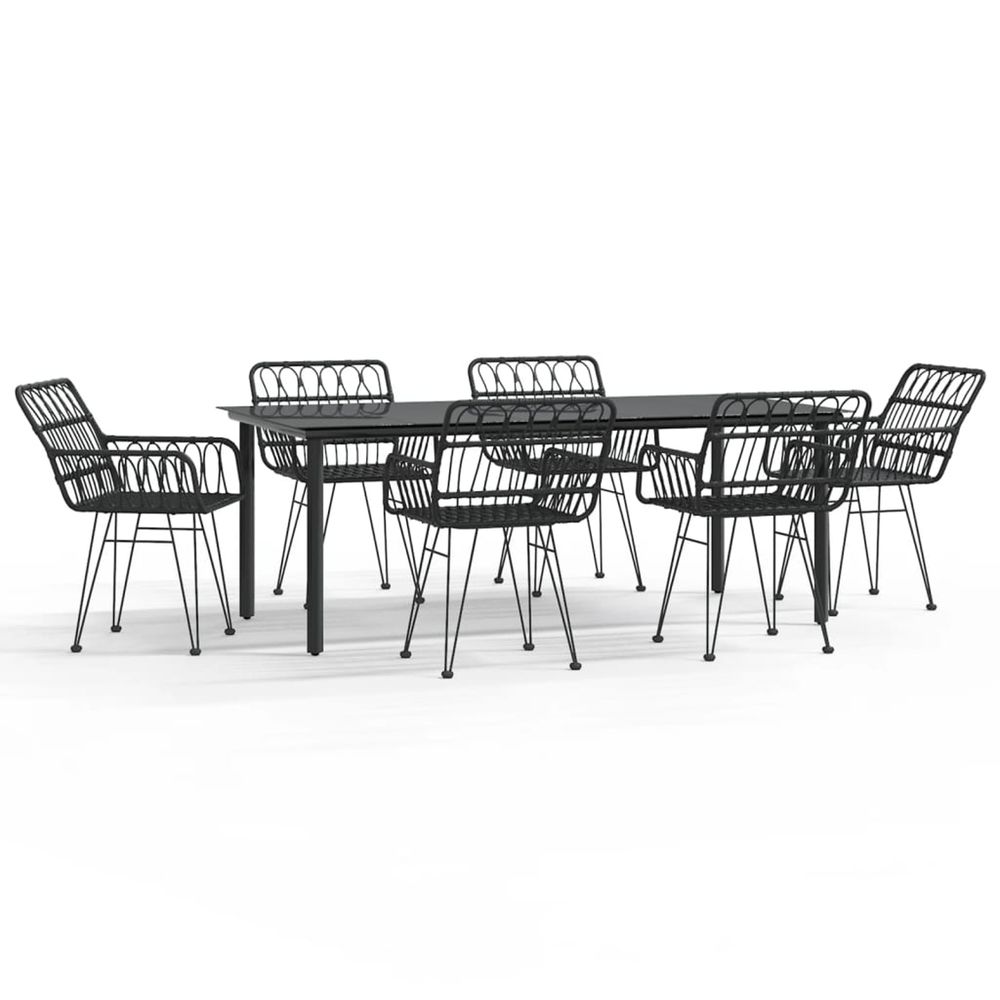 Ensemble à manger de jardin 7 pcs noir résine tressée