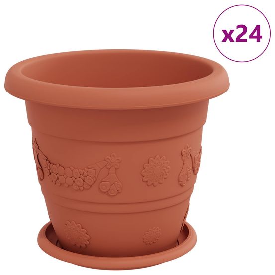 Pots de plantes 24 pc rouge brique ø 26 x 21.5 cm plastique