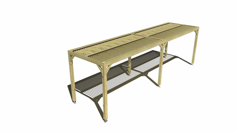 Pergola bois • 8m x 2m • indépendante • sens largeur • lames orientables bioclimatiques incluses • livraison comprise