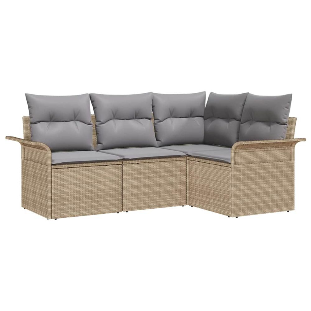 Ensemble de canapé de jardin 4 pc beige polyrotin