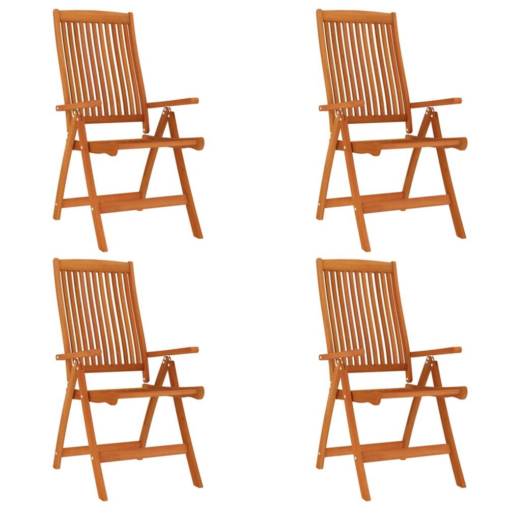 Chaises pliantes 4 pièces en bois massif d'eucalyptus
