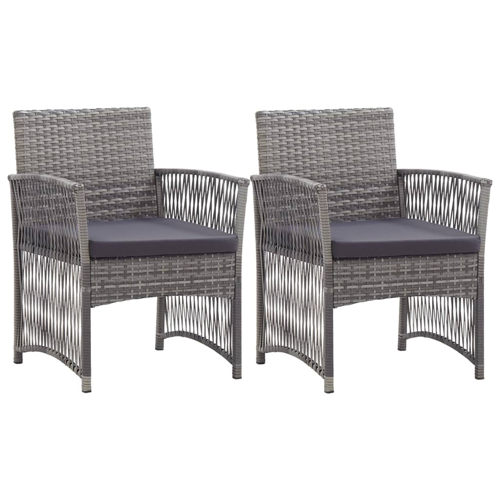 Fauteuils de jardin coussins lot de 2 anthracite résine tressée