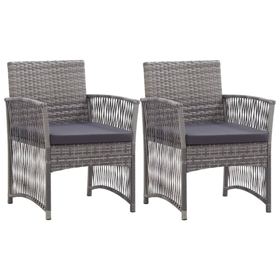 Fauteuils de jardin coussins lot de 2 anthracite résine tressée