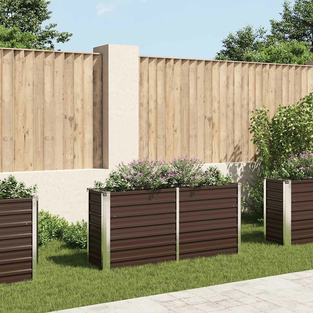 Lit surélevé de jardin marron 160x40x77 cm acier galvanisé