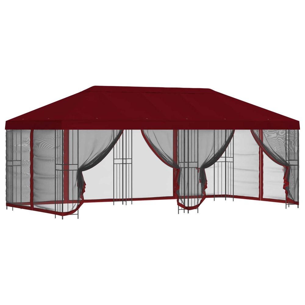 Gazebo avec murs latéraux 6 x 3 m bordeaux polyester et acier