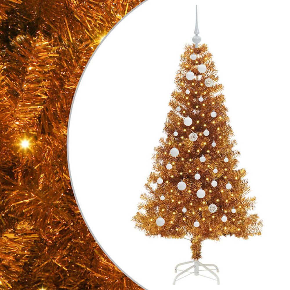 Sapin de noël avec 150 led avec support doré 150 cm pet