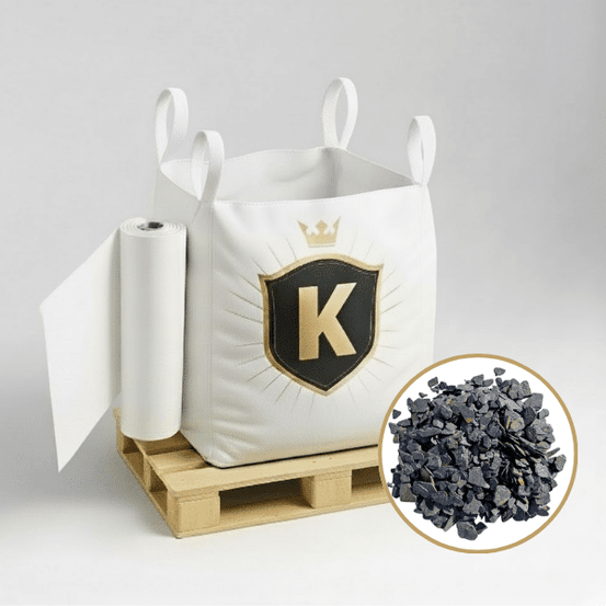 Kit ardoise concassée noire 15/30mm + géotextile = 1 big bag ardoise concassée noire 15/30mm + 1 géotextile 25m2