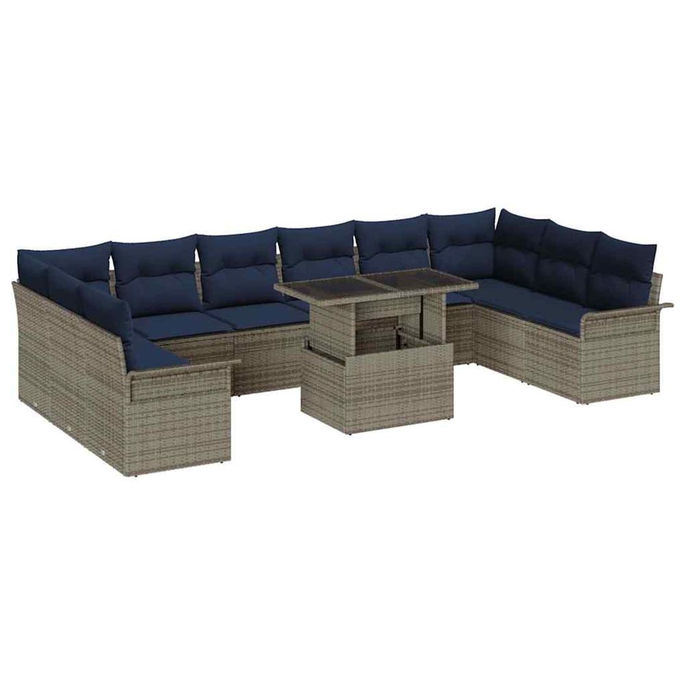 Ensemble de canapé de jardin 11 pc gris poly rotin