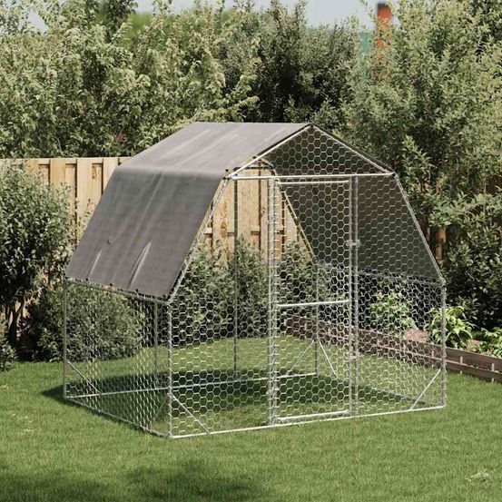Enclos poulailler 5m² avec toit en acier galvanisé pour jardin